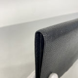 【5me5725-h】シャネル 長財布 キャビアスキン ブラック ゴールド金具【中古】レディース