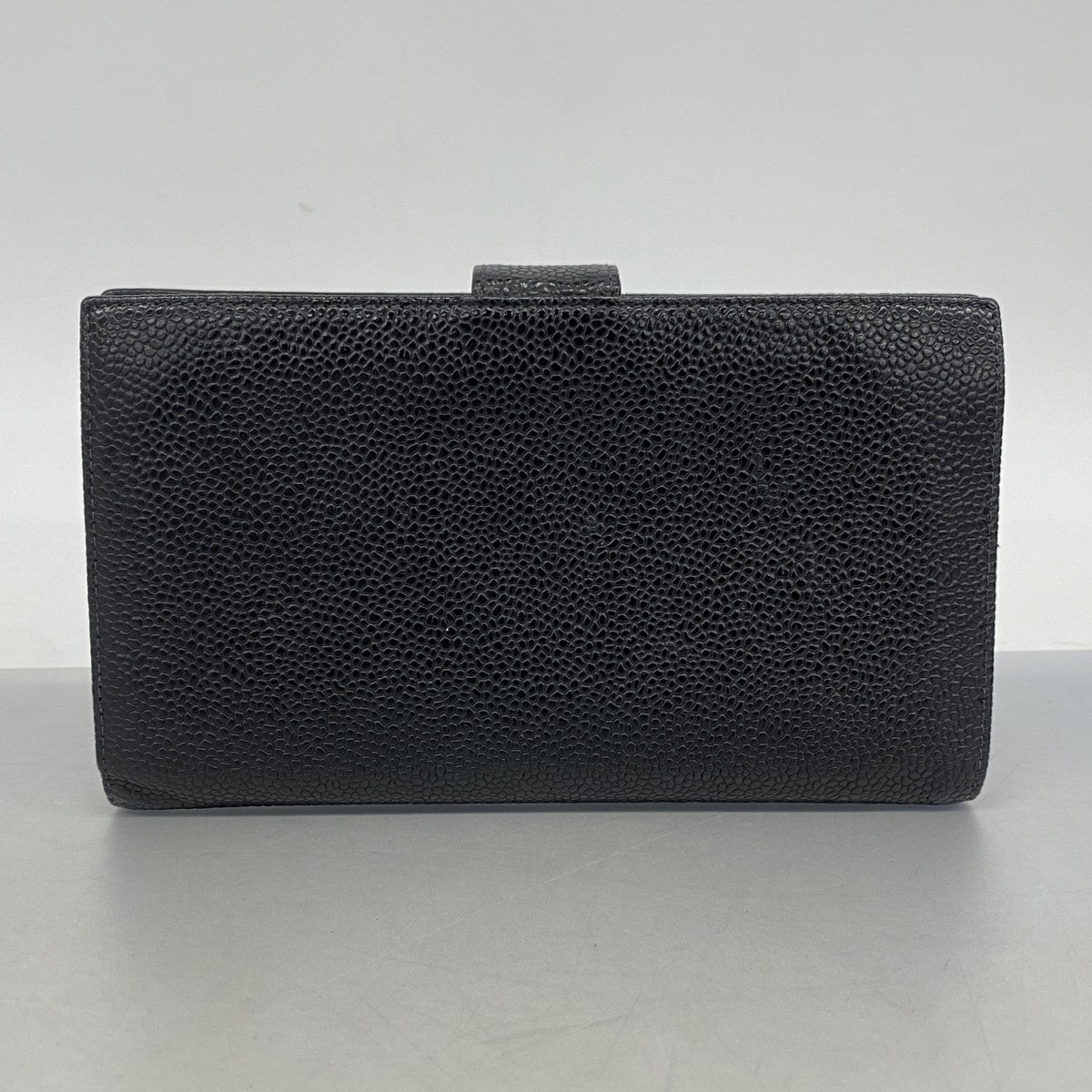 【5me5725-h】シャネル 長財布 キャビアスキン ブラック ゴールド金具【中古】レディース
