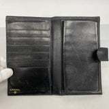 【5me5725-h】シャネル 長財布 キャビアスキン ブラック ゴールド金具【中古】レディース