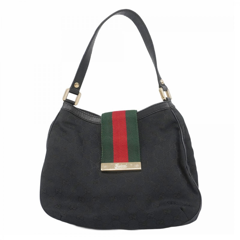 〈美品〉GUCCI ショルダーバッグ GGキャンバス シェリーライン ブラック GUCCI グッチ シェリーライン ショルダーバッグ キャンバス ブラック