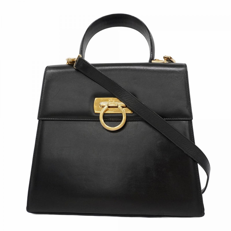 5me6497】サルヴァトーレフェラガモ ハンドバッグ ガンチーニ レザー