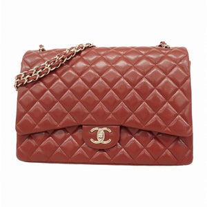 ★在庫処分★最終価格★SALE【5ob0358-h】シャネル ショルダーバッグ デカマトラッセ Wフラップ Wチェーン キャビアスキン ボルドー シルバー金具【中古】レディース