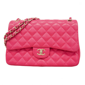 ★在庫処分★最終価格★SALE【5ob0359-h】シャネル ショルダーバッグ デカマトラッセ Wフラップ Wチェーン ラムスキン ピンク シルバー金具【中古】レディース