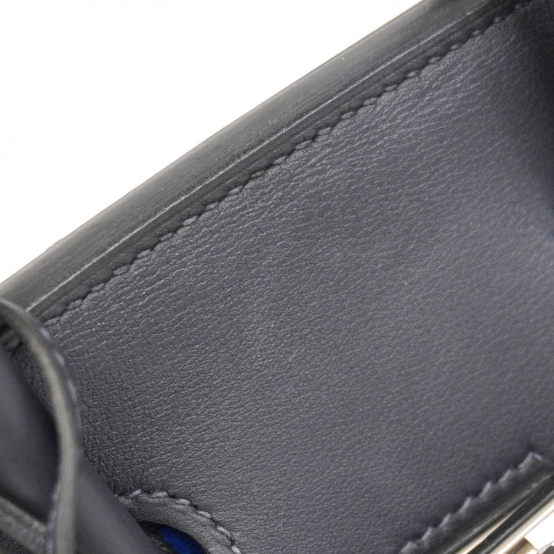 ★SALE【5oc1109-3-e-g】エルメス ハンドバッグ バーキン25コートアコート スイフト タフタージュ キャバン/ブルーサフィール シルバー金具 B刻印【中古】レディース