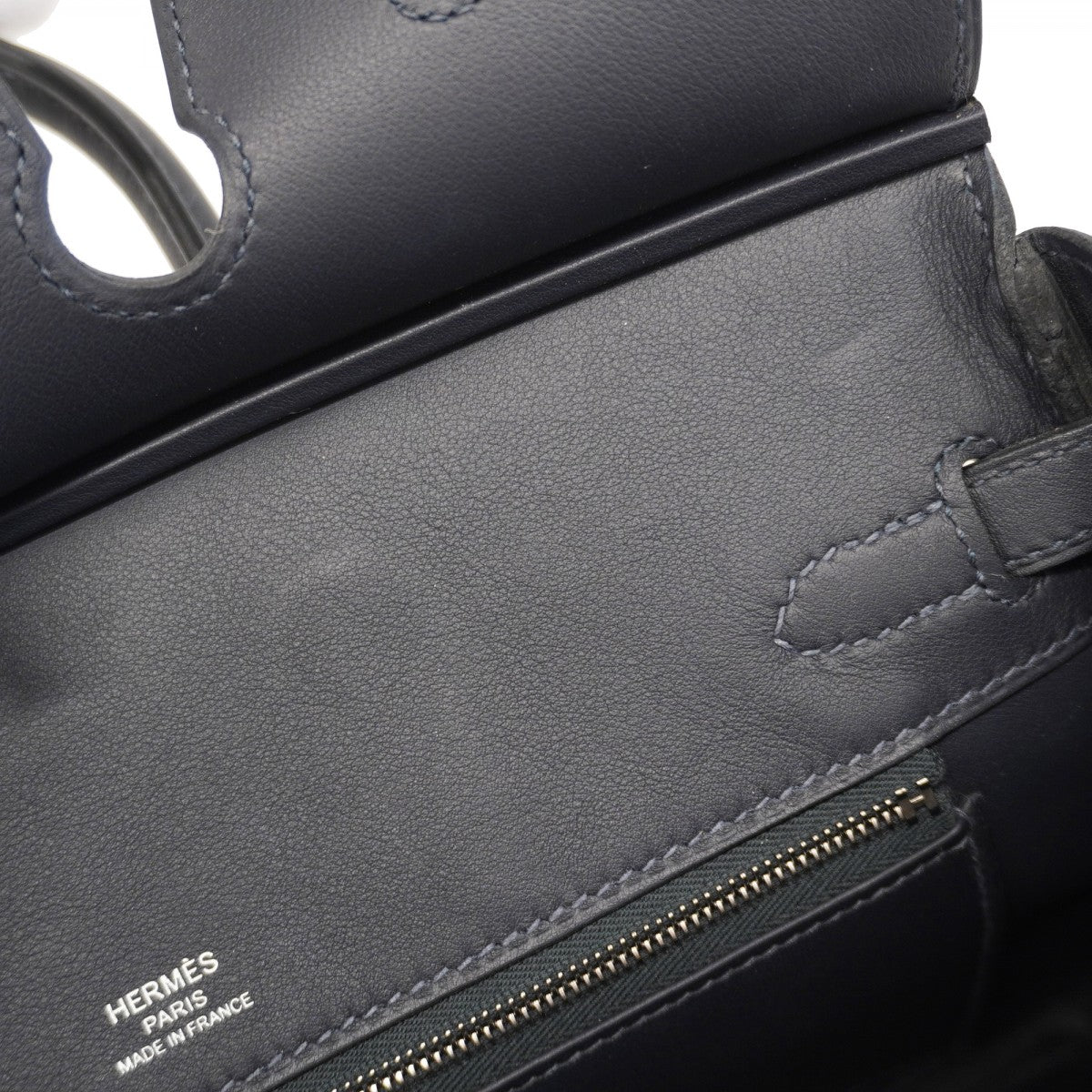 ★SALE【5oc1109-3-e-g】エルメス ハンドバッグ バーキン25コートアコート スイフト タフタージュ キャバン/ブルーサフィール シルバー金具 B刻印【中古】レディース