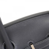 ★SALE【5oc1109-3-e-g】エルメス ハンドバッグ バーキン25コートアコート スイフト タフタージュ キャバン/ブルーサフィール シルバー金具 B刻印【中古】レディース