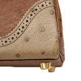 ★SALE【5oe1123-3-h-g】エルメス ハンドバッグ ケリーギリーズ32 オーストリッチ マロンフォンセ/エトリュクス/ムース シャンパンゴールド金具 □Q刻印 2wayバッグ【中古】レディース