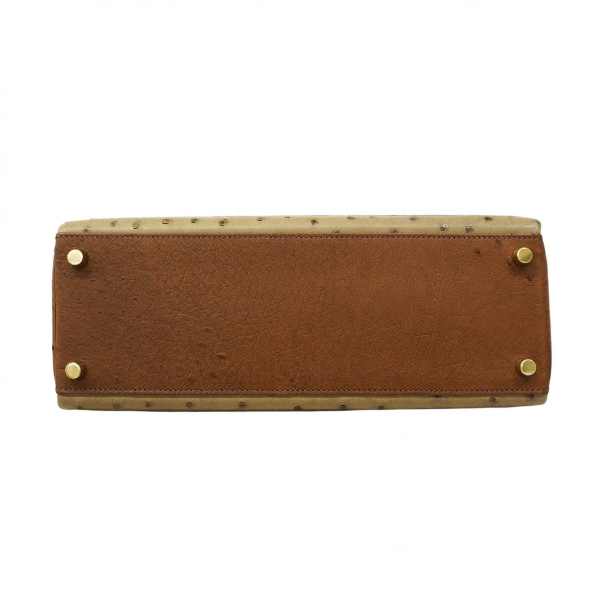 ★SALE【5oe1123-3-h-g】エルメス ハンドバッグ ケリーギリーズ32 オーストリッチ マロンフォンセ/エトリュクス/ムース シャンパンゴールド金具 □Q刻印 2wayバッグ【中古】レディース