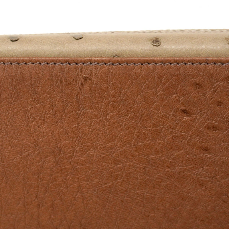 ★SALE【5oe1123-3-h-g】エルメス ハンドバッグ ケリーギリーズ32 オーストリッチ マロンフォンセ/エトリュクス/ムース シャンパンゴールド金具 □Q刻印 2wayバッグ【中古】レディース