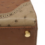 ★SALE【5oe1123-3-h-g】エルメス ハンドバッグ ケリーギリーズ32 オーストリッチ マロンフォンセ/エトリュクス/ムース シャンパンゴールド金具 □Q刻印 2wayバッグ【中古】レディース