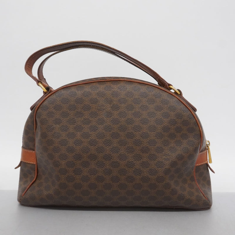 5oc1667】セリーヌ ハンドバッグ マカダム PVC ブラウン ゴールド金具