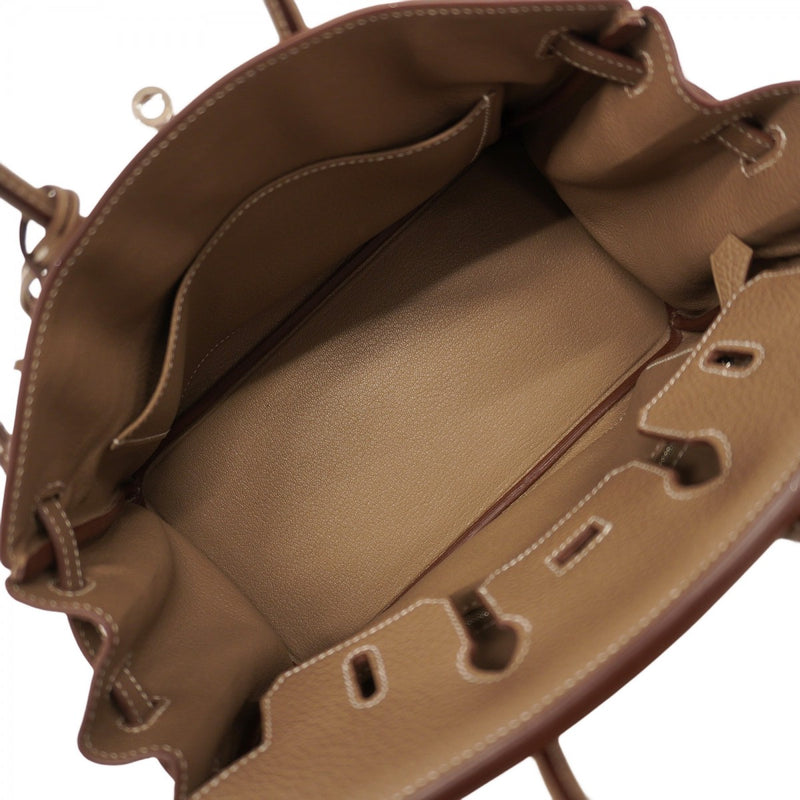 ★最終価格★SALE【5oc2033-g-h】エルメス ハンドバッグ バーキン25 トゴ エトゥープ シルバー金具 W刻印【中古】レディース