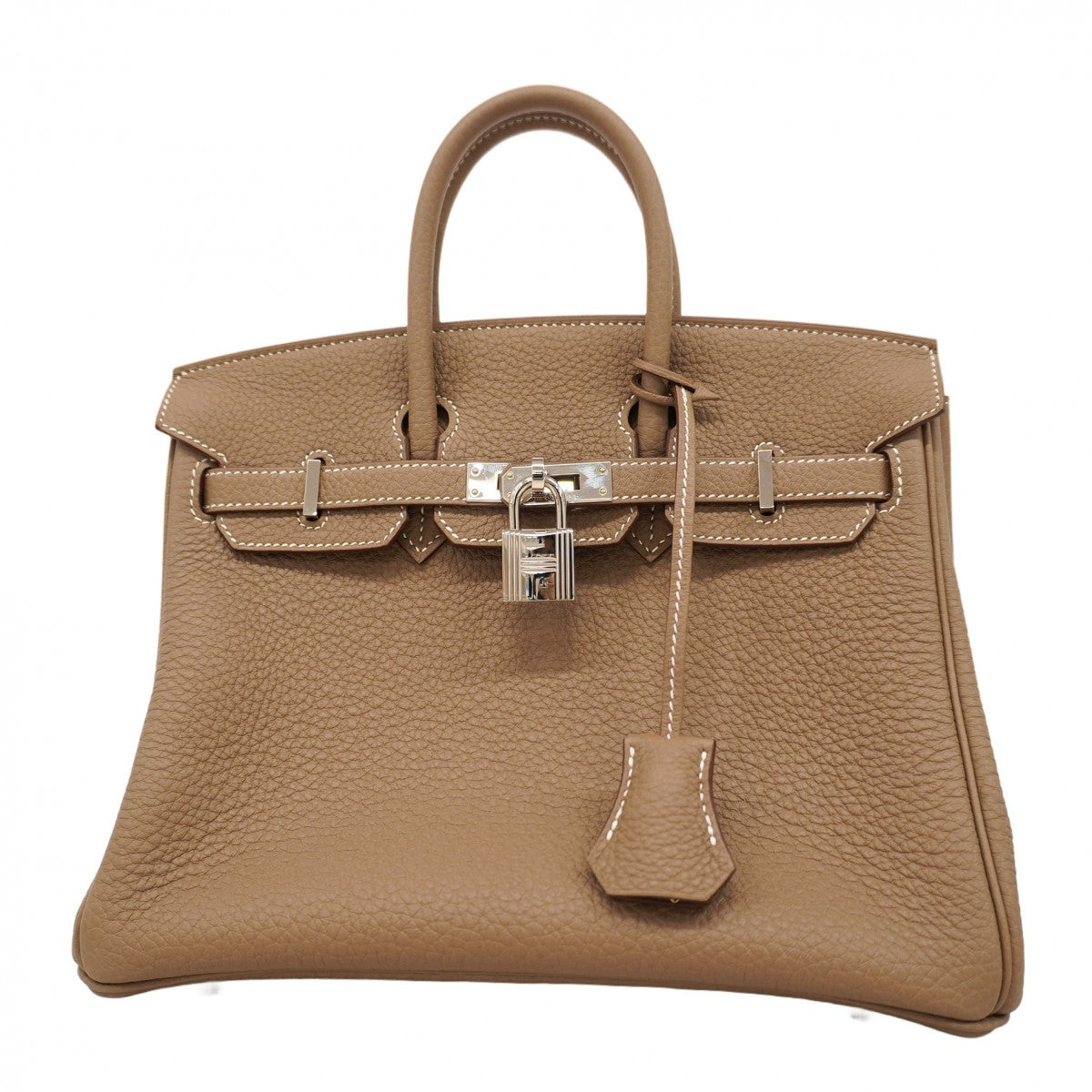 ★最終価格★SALE【5oc2033-g-h】エルメス ハンドバッグ バーキン25 トゴ エトゥープ シルバー金具 W刻印【中古】レディース
