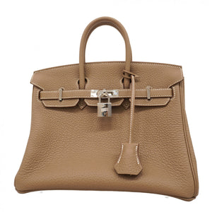 ★SALE【5oc2033-g-h】エルメス ハンドバッグ バーキン25 トゴ エトゥープ シルバー金具 W刻印【中古】レディース