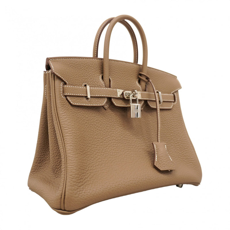 ★最終価格★SALE【5oc2033-g-h】エルメス ハンドバッグ バーキン25 トゴ エトゥープ シルバー金具 W刻印【中古】レディース