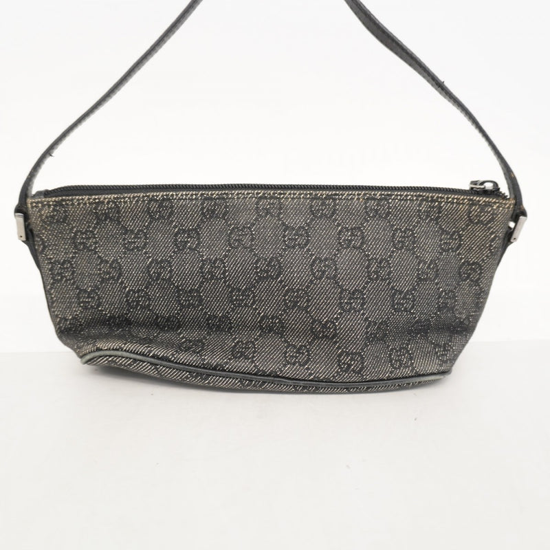 5oc2472】グッチ ポーチ 07198 デニム ブラック シルバー金具【中古