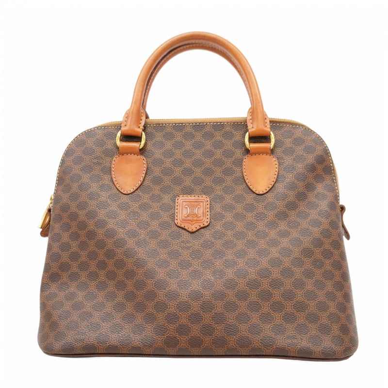 5oc2746】セリーヌ ハンドバッグ マカダム PVC ブラウン ゴールド金具