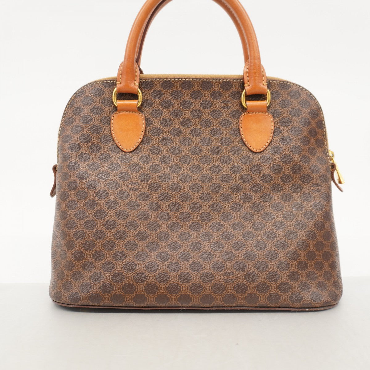 5oc2746】セリーヌ ハンドバッグ マカダム PVC ブラウン ゴールド金具