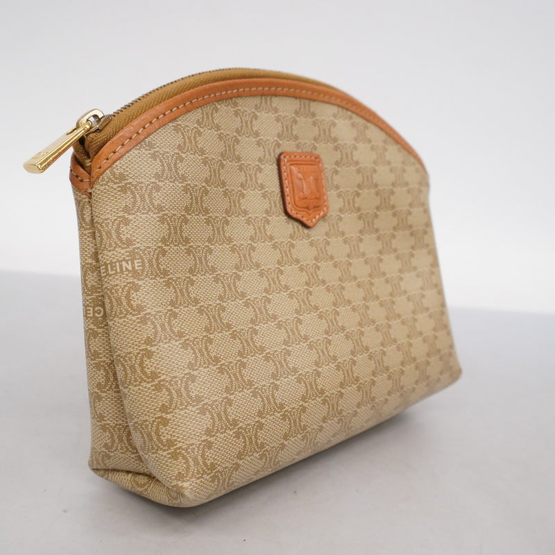 【CELINE】アクセサリーポーチ　マカダム柄　ゴールド金具　ベージュ　PVC 5oc2922-r】セリーヌ ポーチ マカダム PVC ベージュ ゴールド金具