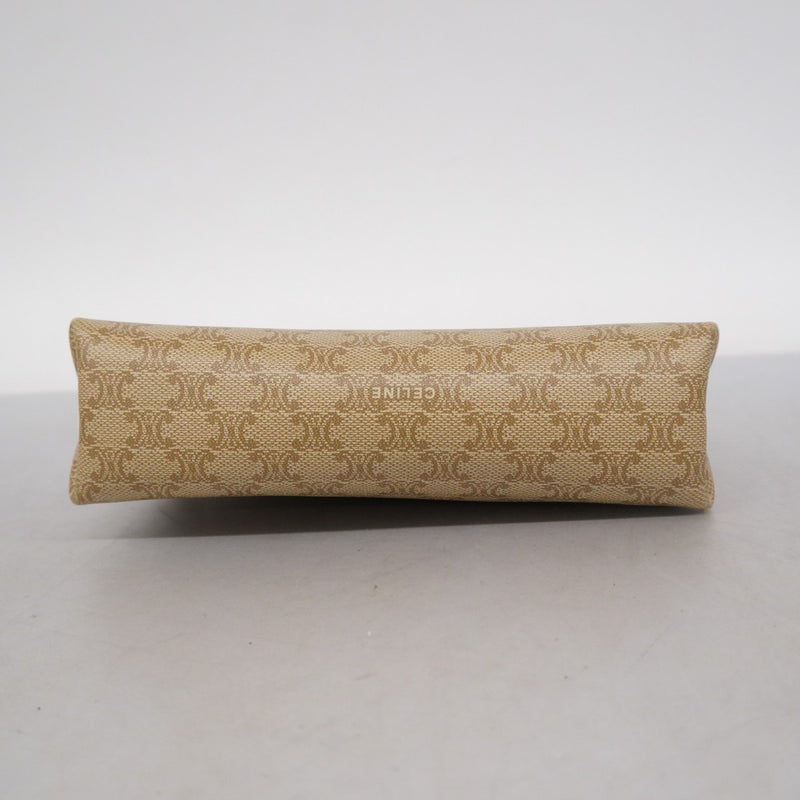 5oc2922-r】セリーヌ ポーチ マカダム PVC ベージュ ゴールド金具