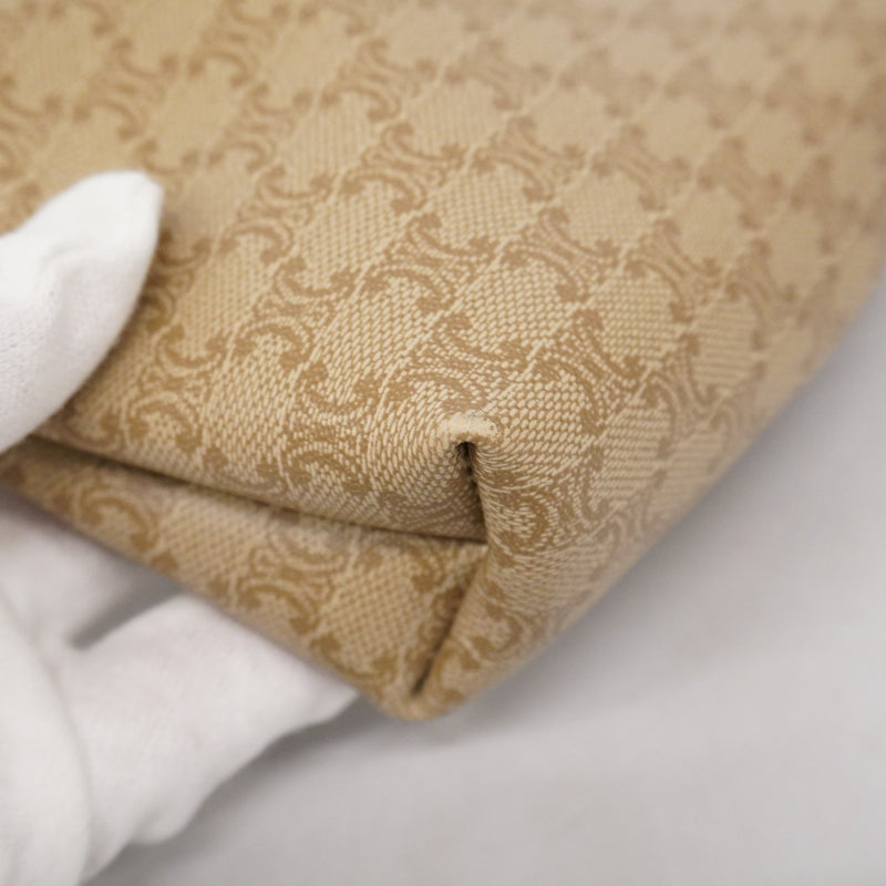 5oc2922-r】セリーヌ ポーチ マカダム PVC ベージュ ゴールド金具