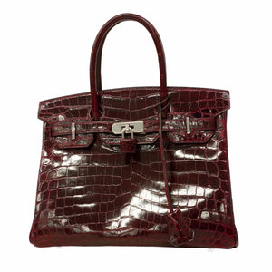 ★SALE【5od1116-1-h-g】エルメス ハンドバッグ バーキン30 ニロティカス ブルゴーニュ シルバー金具 □O刻印【中古】レディース