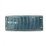 ★SALE【5od1116-2-h-g】エルメス ハンドバッグ ケリー28 ポロサス ブルー ゴールド金具 □A刻印 2wayバッグ【中古】レディース