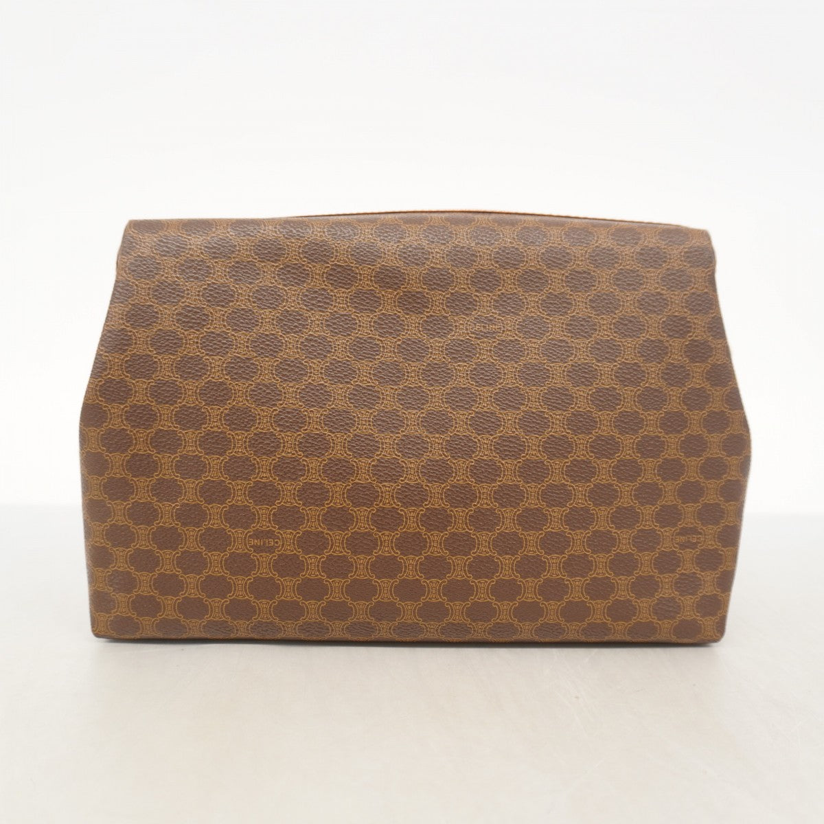 5od3121-r】セリーヌ ポーチ マカダム PVC ブラウン ゴールド金具