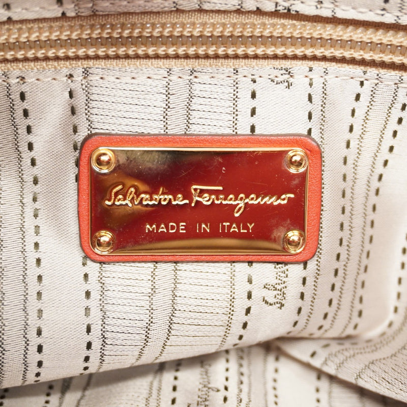 美品 フェラガモ ガンチーニ レザー ハンドルバッグ ブラウン ゴールド金具 5od3499】サルヴァトーレフェラガモ ハンドバッグ ガンチーニ レザー