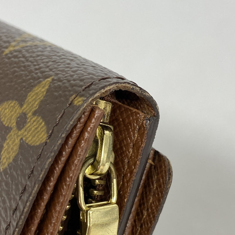 【極美品】ルイヴィトン　ポルトモネビエトレゾール　モノグラム　折り財布　茶色 LOUIS VUITTON 【30％OFFクーポン】ルイ ヴィトン L字ファスナー財布