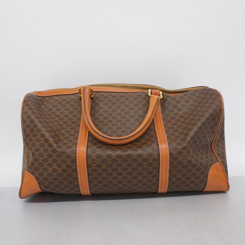 5od3539】セリーヌ ボストンバッグ マカダム PVC ブラウン ゴールド