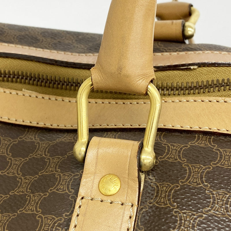 5od3785】セリーヌ ボストンバッグ マカダム PVC ブラウン ゴールド