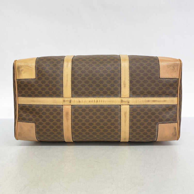 5od3785】セリーヌ ボストンバッグ マカダム PVC ブラウン ゴールド