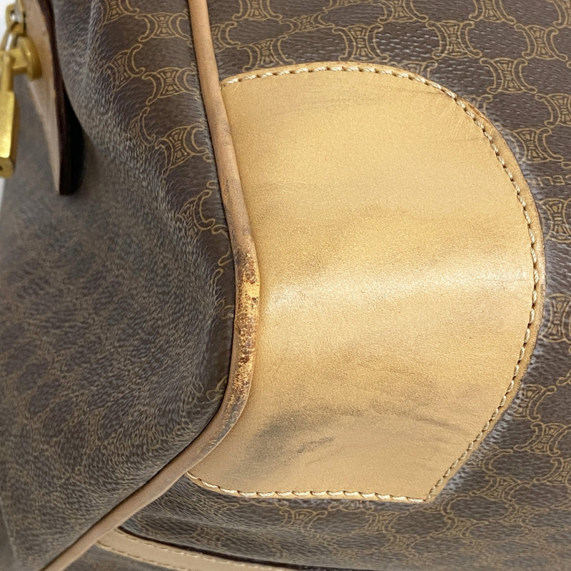 5od3785】セリーヌ ボストンバッグ マカダム PVC ブラウン ゴールド