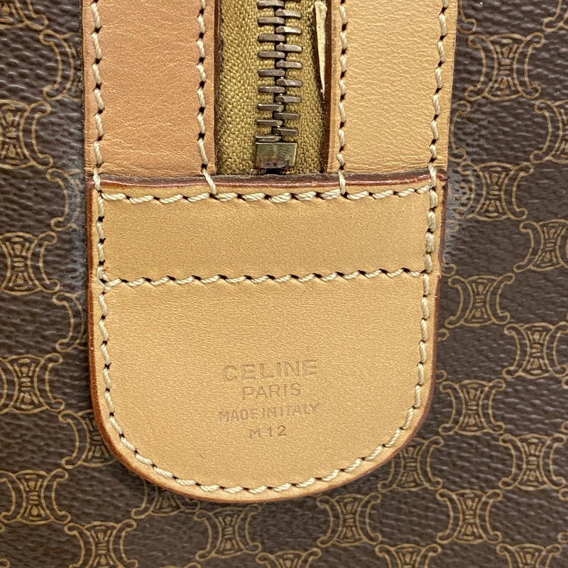 5od3785】セリーヌ ボストンバッグ マカダム PVC ブラウン ゴールド