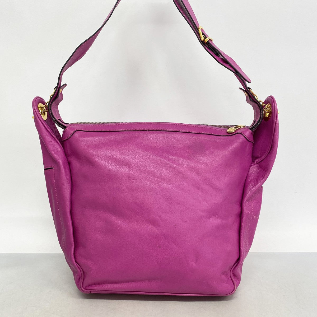 セリーヌ　ハンドバッグ　ショルダーバッグ　ピンク　ゴールド　正規品　美品 セリーヌ CELINE ショルダーバッグ クロード ローズ シャイニーカーフ