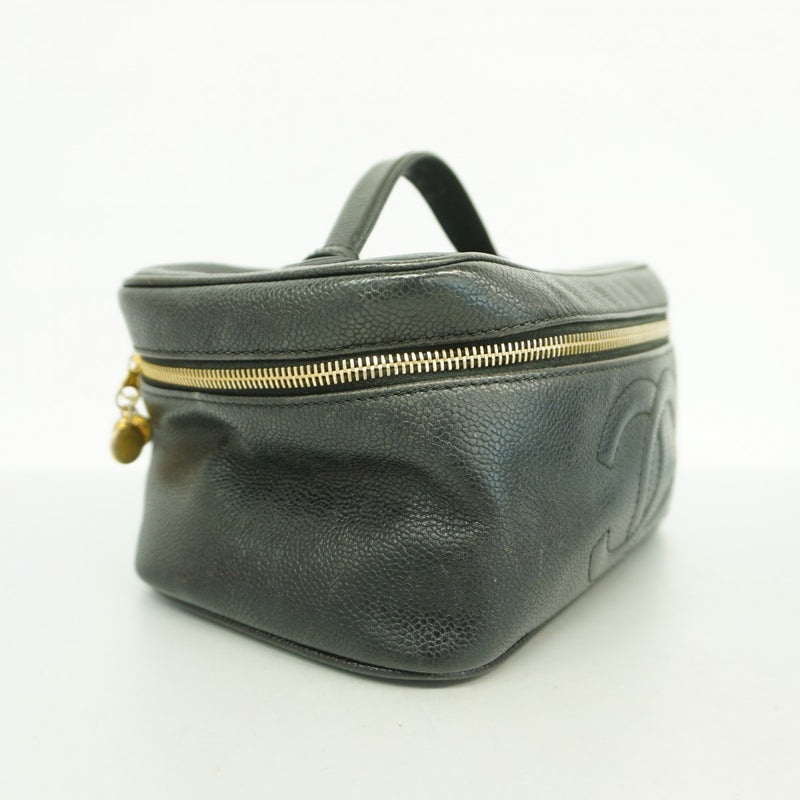 5od3892-h】シャネル バニティバッグ キャビアスキン ブラック