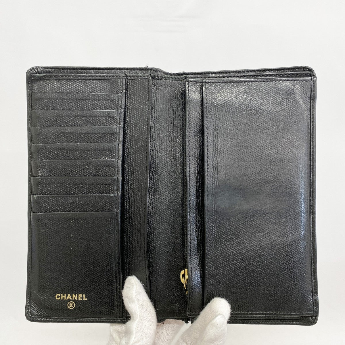 5od3899-h】シャネル 長財布 ココボタン レザー ブラック ゴールド金具