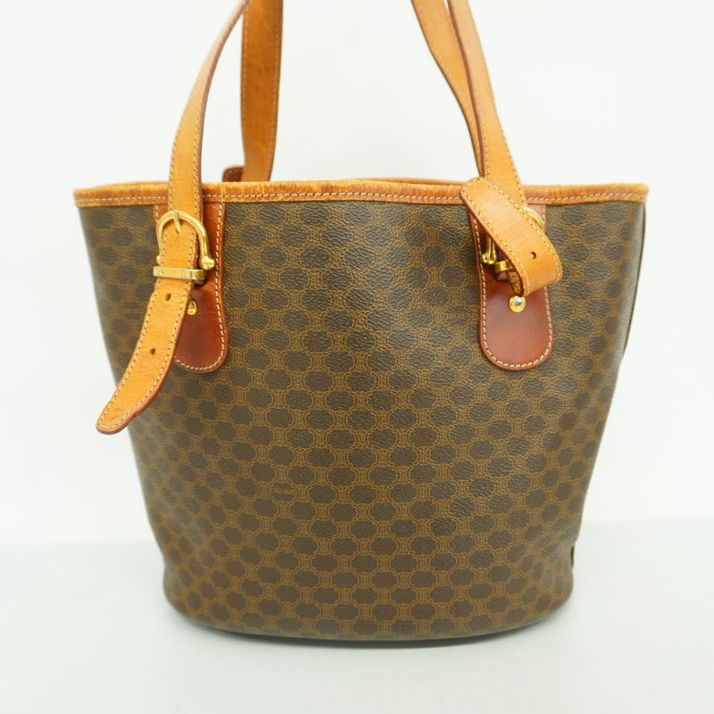 5od3966】セリーヌ トートバッグ マカダム PVC ブラウン ゴールド金具