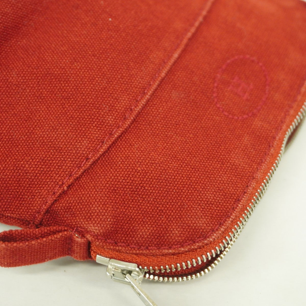 エルメス　ポーチ　レッド 5od3975】エルメス ポーチ ボリードポーチ キャンバス レッド シルバー