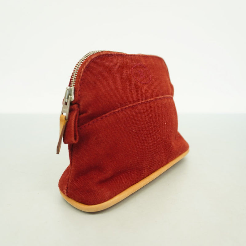 5od3975】エルメス ポーチ ボリードポーチ キャンバス レッド シルバー
