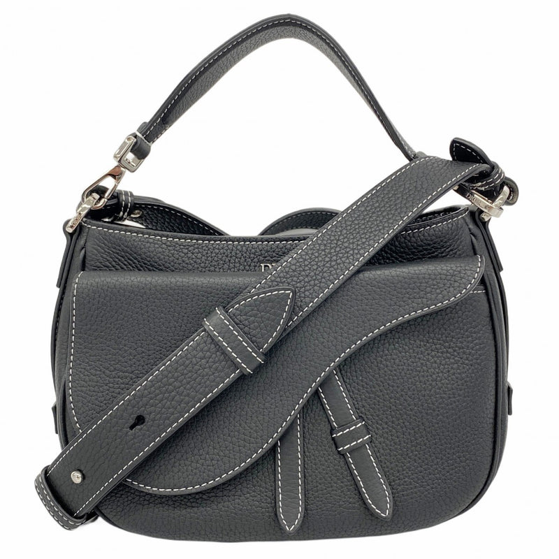 【極美品】クリスチャンディオール オールレザー ロゴ金具 ショルダーバッグ Christian Dior ショルダーバッグ ロゴ金具 オールレザー ネイビー