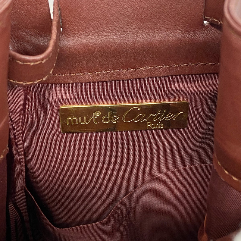 5od4123】カルティエ ショルダーバッグ マスト レザー ボルドー