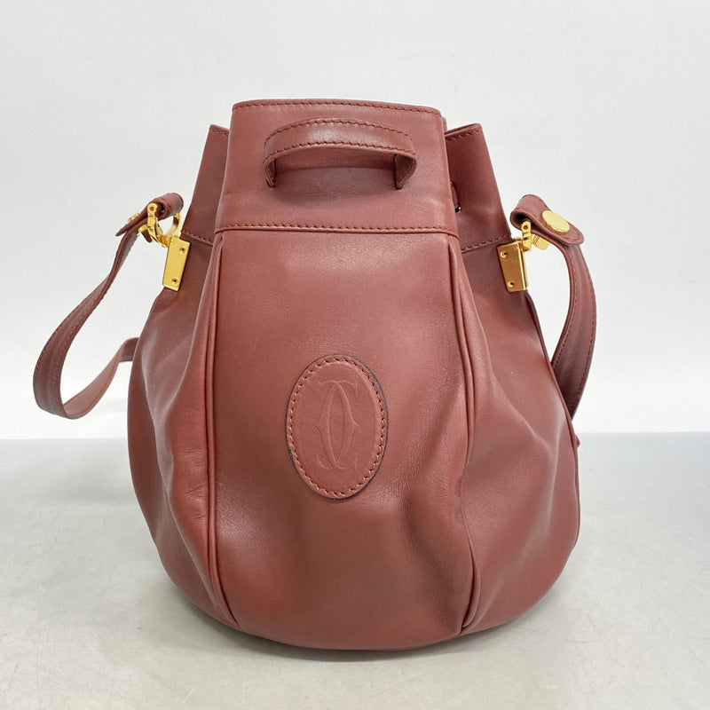 5od4123】カルティエ ショルダーバッグ マスト レザー ボルドー