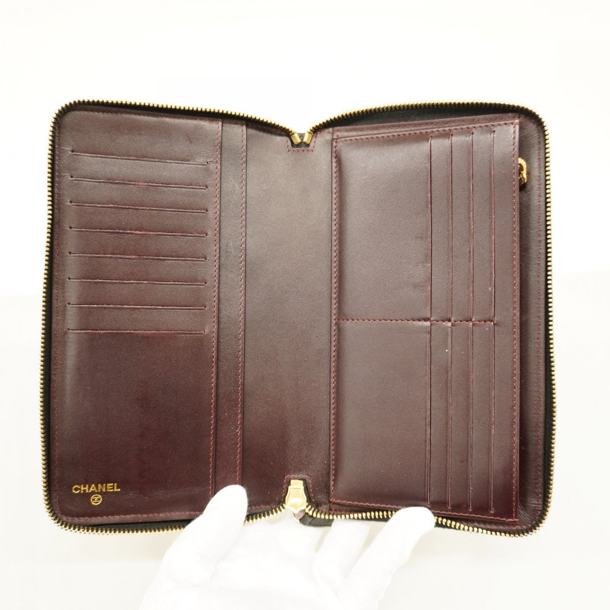 5od4178-h】シャネル 長財布 マトラッセ キャビアスキン ブラック