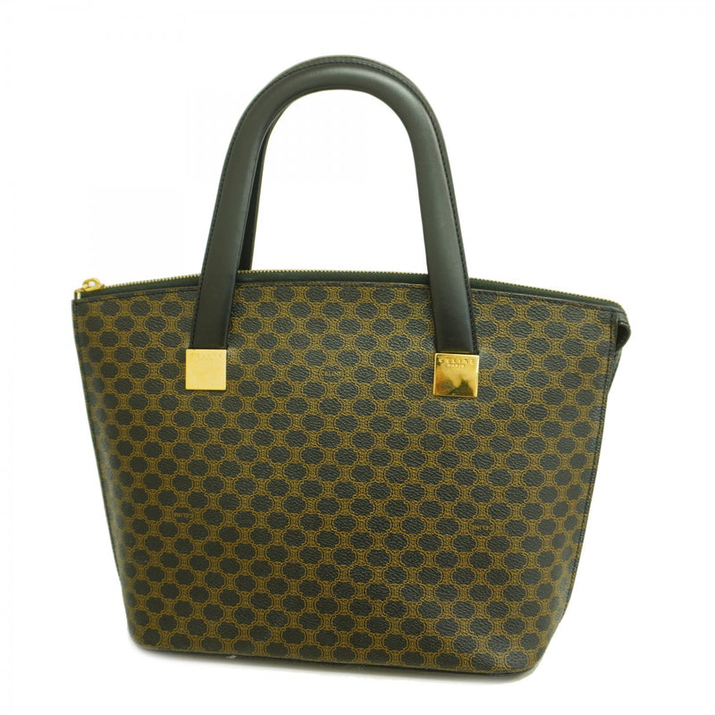 5od4280】セリーヌ ハンドバッグ マカダム PVC ブラック ゴールド金具