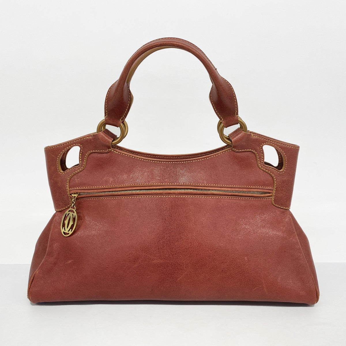 5od4306】カルティエ ハンドバッグ マルチェロ レザー レッド ゴールド