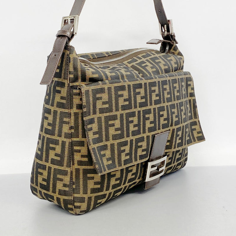 【美品】フェンディ　ショルダーバッグ　ズッカ　キャンバス　シルバー金具　レザー 5od4307】フェンディ ショルダーバッグ ズッカ キャンバス ブラウン