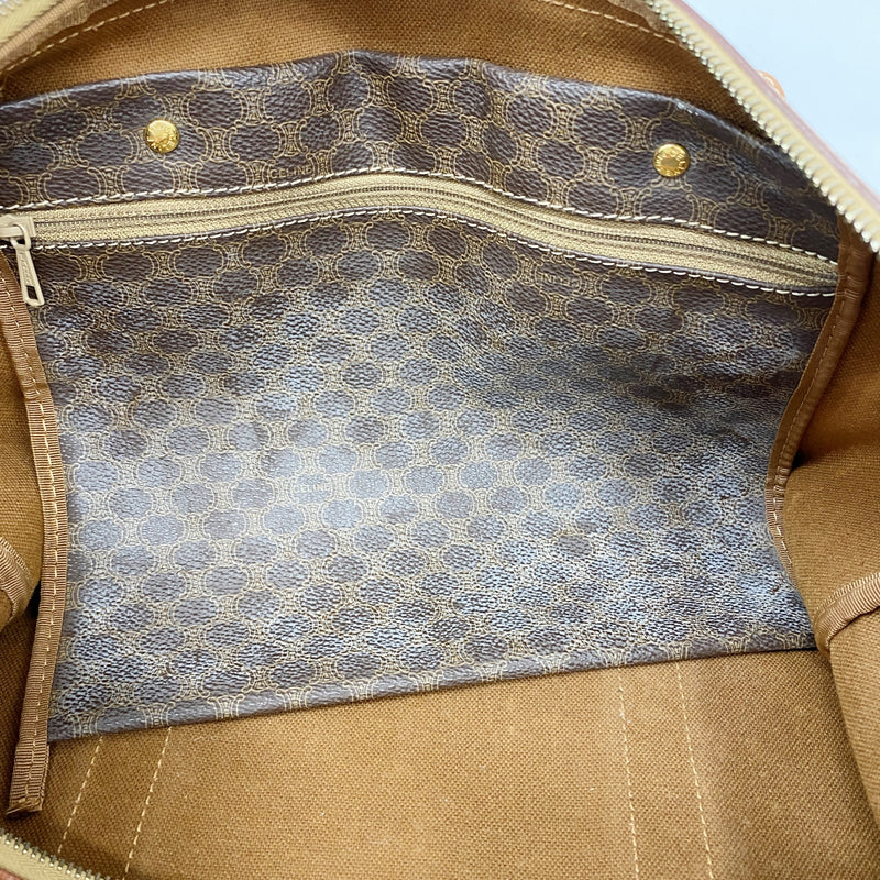 5od4416】セリーヌ ボストンバッグ マカダム PVC ブラウン ゴールド