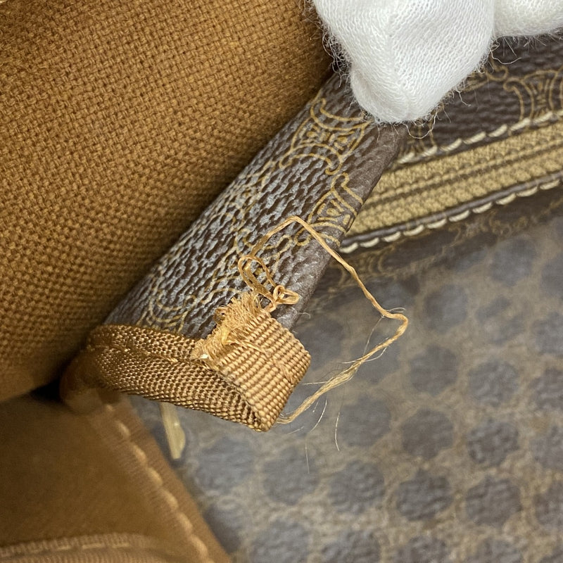 セリーヌバゲハ サイズM 5od4416】セリーヌ ボストンバッグ マカダム PVC ブラウン ゴールド